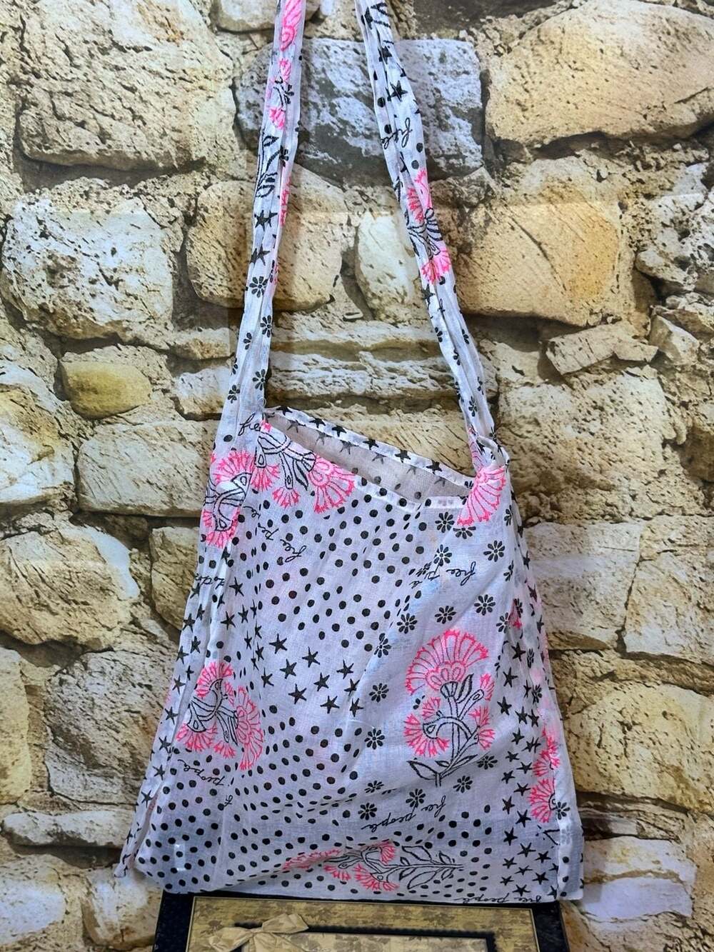 Free People Reusable Tote Crossbody Shoulder Bag Gauze Knit Boho Shopping